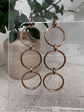 Gold Triple Hoop Drop Earrings - Women Jewelry